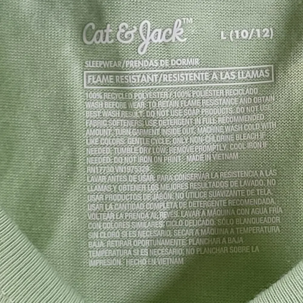 Cat & Jack Big Dry Creek Dinosaur 3 Piece Pajama Set, Green, Size L (10/12), NWT
